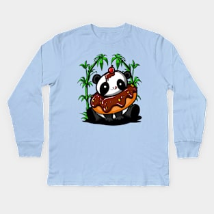 Panda Bear Donut Kids Long Sleeve T-Shirt